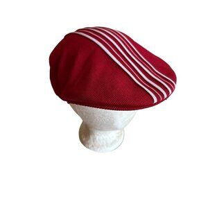 Vintage Red & White Striped Mesh Cycling Cap